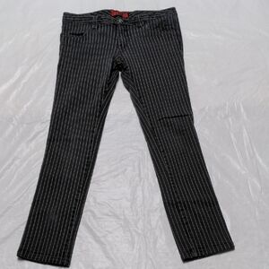Tripp NYC Vintage Y2K Black Striped Skinny Jeans Goth Emo Punk Size 13